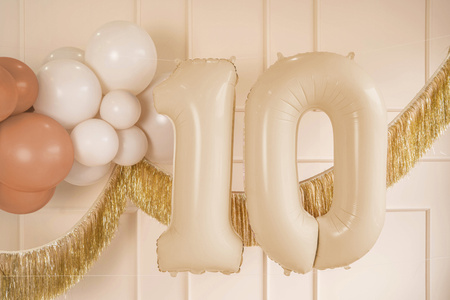Balon foliowy Cyfra ''0'', 72cm, beż