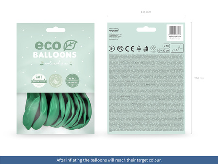 Balony Eco 30cm pastelowe, zielony (1 op. / 10 szt.)