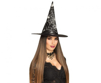 Kapelusz Czarownicy, czarny z pajęczyną, 1 szt.