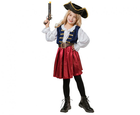 Zestaw dla dzieci Elegancka Piratka (kapelusz, sukienka, pasek), rozm. 120/130 cm