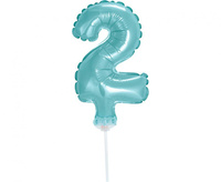 Balon foliowy 13 cm na patyczku "Cyfra 2", błękitna