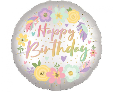 Balon foliowy 18" - Boho Bday Satin Flowers