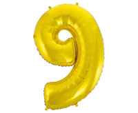 Balon foliowy Cyfra 9, złota, 92 cm