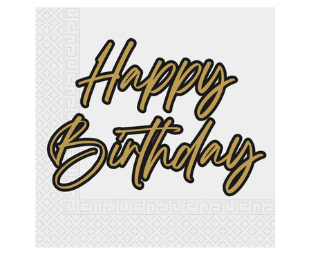 Serwetki papierowe Elegant Happy Birthday, Decorata, FSC, 33 x 33 cm, 20 szt.