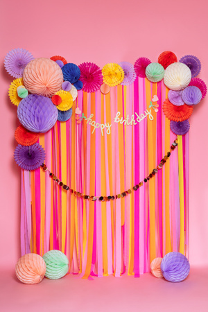 Baner papierowy Happy Birthday, mix, 100x18 cm