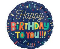 Balon foliowy 18" - Bright Birthday blocks