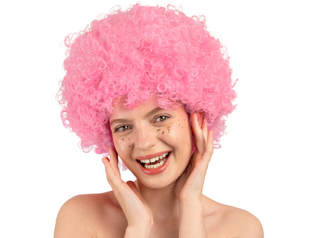 Peruka Afro, jasny róż