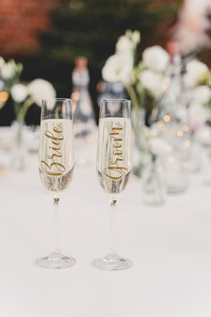 Naklejki na kieliszki ''Bride & Groom'', złoty (1 op. / 2 szt.)