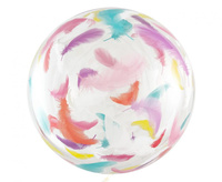 Balon Aqua - kryształowy, kolorowe piórka, 20 cali