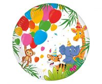 Talerzyki papierowe Jungle Balloons FSC, 20 cm, 8 szt.