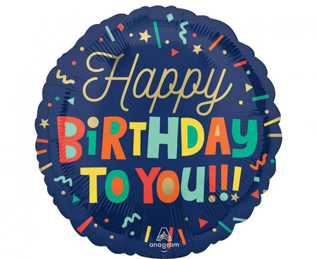 Balon foliowy 18" -  Bright Birthday blocks