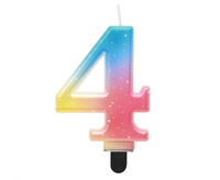 Świeczka cyferka 4, ombre, pastelowa, 8 cm