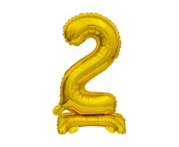 Balon foliowy Cyfra stojąca 2, złota, 38 cm