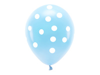 Balony Eco 33 cm pastelowe, Kropki, błękit (1 op. / 6 szt.)