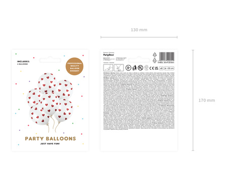 Balony 30cm, Serduszka, Pastel Pure White (1 op. / 6 szt.)