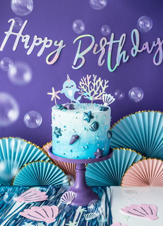 Baner Happy Birthday, opalizujący, 16,5x62cm