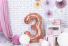 Balon foliowy Cyfra ''3'', 86cm, różowe złoto