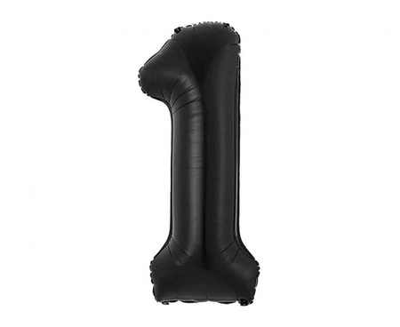 Balon foliowy , cyfra 1, matowa czarna, 85 cm