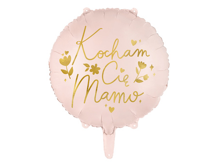 Balon foliowy "Kocham Cię Mamo", 45 cm, różowy