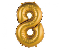 Balon foliowy "Cyfra 8", złota, matowa, 35 cm