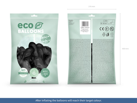 Balony Eco 30cm pastelowe, czarny (1 op. / 100 szt.)