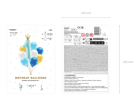 Zestaw balonów Roczek, niebieski (1 op. / 9 szt.)