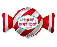 Balon foliowy 24" - Słodki cukierek, czerwony, pakowany