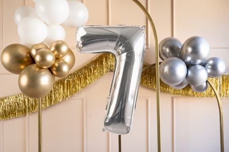 Balon foliowy Cyfra ''7'', 72cm, srebrny