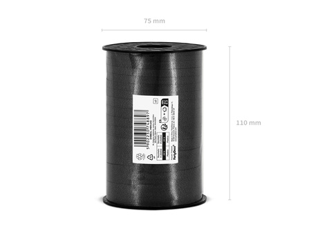Wstążka plastikowa, czarny, 5mm/225m
