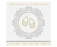 Zaproszenie kwadrat 120x120 Chrzest Dziecięce - Chłopiec, Dziewczynka, Jasne, Religia, Tłoczenie, Złote, 10 szt.