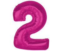 Balon foliowy Smart, cyfra 2, różowa, 92 cm
