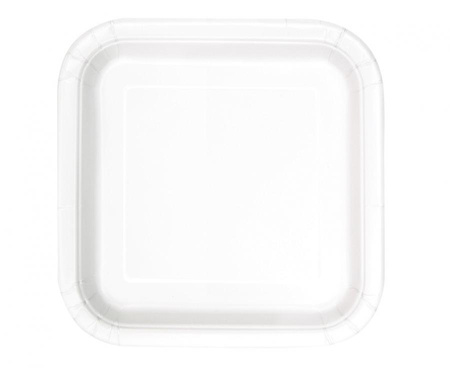 Talerzyki papierowe, białe, 18 cm, kwadratowe, 16 szt.
