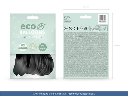 Balony Eco 26cm pastelowe, czarny (1 op. / 10 szt.)
