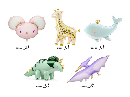 Zestaw balonów foliowych - Zwierzaki, mix (1 op. / 25 szt.)
