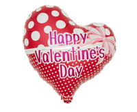 Balon foliowy, serce Jelly 14", Valentine Dots & Ribbon, packed