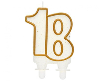 Świeczka cyferka "18", złoty kontur