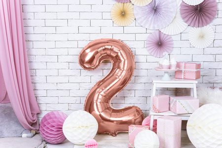 Balon foliowy Cyfra ''2'', 86cm, różowe złoto