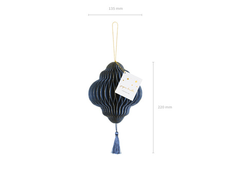 Bombka papierowa honeycomb Latarnia, granat, 13,2x15cm