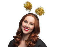 Opaska Tinsel, złote pompony