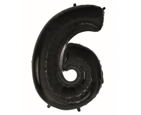 Balon foliowy Cyfra 6 czarna, 92 cm