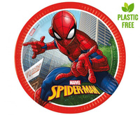 Talerzyki papierowe Spiderman Crime Fighter (Marvel), next generation, 23cm, 8 szt. (plastic-free) (papier FSC)
