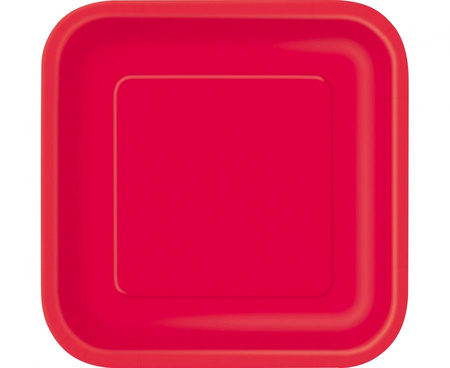 Talerzyki papierowe, czerwone, kwadratowe, 18 cm, 16 szt.