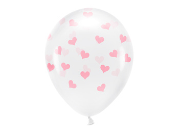 Balony Eco 33 cm, Serca, Crystal Clear (1 op. / 6 szt.)