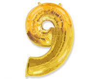 Balon foliowy - "Number 9" złoty, 69 cm