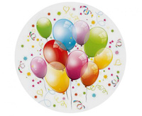 Talerzyki papierowe Birthday Balloons, 18 cm, 8 szt.