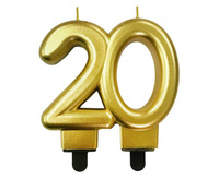 Świeczka cyferka 20, metalik złota, 8.0 cm
