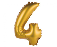 Balon foliowy "Cyfra 4", złota, matowa, 35 cm