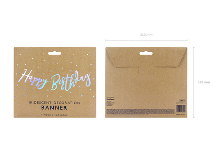 Baner Happy Birthday, opalizujący, 16,5x62cm