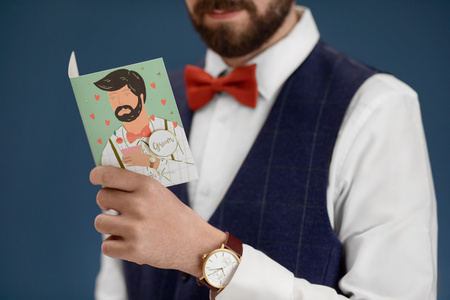 Kartka z pinem Groom, 10.5x15 cm