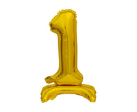 Balon foliowy Cyfra stojąca 1, złota, 38 cm